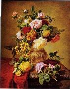 unknow artist Floral, beautiful classical still life of flowers.109 oil painting on canvas